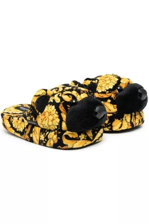 VERSACE Boys Slippers - Baroque floral slippers - Black