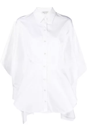 Alexander McQueen Open-back waterfall-hem tailored shirt - White