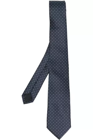 Lanvin Men Bow Ties - Polka dot embroidered silk tie - Blue