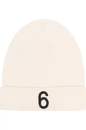 Maison Margiela Girls Beanies - Embroidered-logo detail beanie - Neutrals
