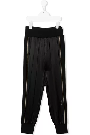 Karl Lagerfeld Sweatpants - Contrast-trim satin-finish track pants - Black