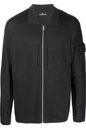 Stone Island Compass-patch zip-up cardigan - Black