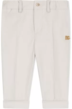 Dolce & Gabbana Chinos - Logo-plaque tailored trousers - Neutrals