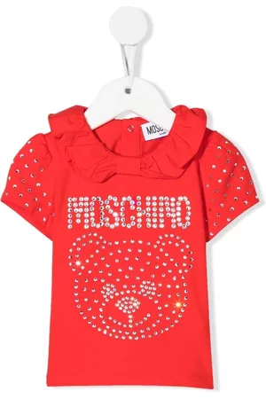 Moschino T-Shirts - Rhinestone-embellished ruffle T-shirt - Red