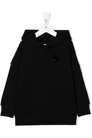Moncler Girls Casual Dresses - Logo-embellished hooded jumper dress - Black