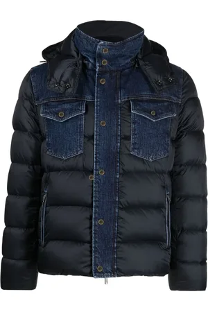 MOORER Denim-trim padded jacket