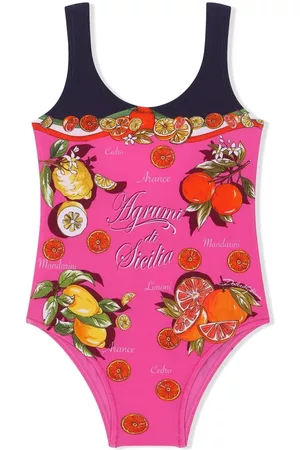 Dolce & Gabbana Swimsuits - Oranges and lemons-print swimsuit - Pink