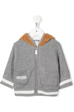 Moschino Hooded fleece jackets - Teddy bear-hood knitted jacket - Grey
