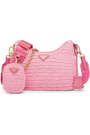 Prada Women Shoulder Bags - Re-Edition 2005 raffia shoulder bag - Pink