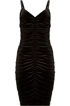 Dolce & Gabbana Women Sleeveless Dresses - Ruched velvet-effect sleeveless dress - Black