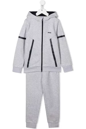 HUGO BOSS Sports Hoodies - Stripe-detail hooded tracksuit set - Grey