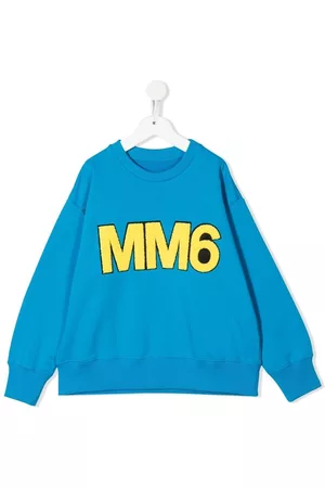 Maison Margiela Girls Hoodies - Logo-print cotton sweatshirt - Blue
