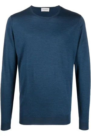 JOHN SMEDLEY Fine-knit ribbed-trim jumper