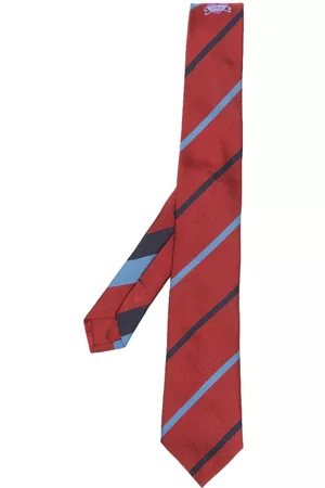 Etro Men Bow Ties - Diagonal stripe silk tie - Red