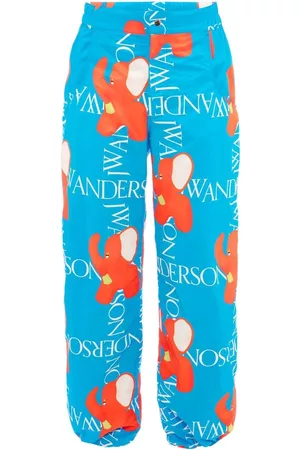 J.W.Anderson Logo-print wide-leg trousers - Blue