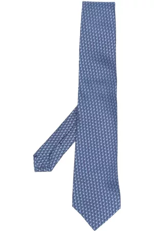 Etro Men Bow Ties - Embroidered silk tie - Blue