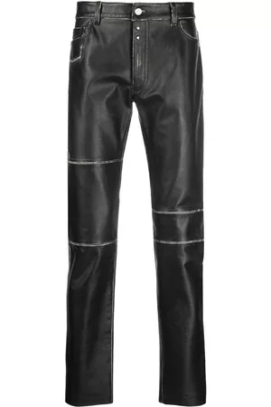 Maison Margiela Men Leather Pants - Panelled leather trousers - Black
