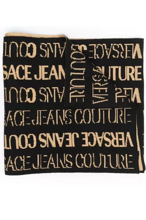 VERSACE All-over logo-print knit scarf - Black