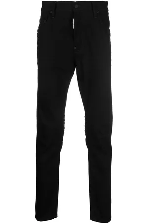 Dsquared2 Men Skinny Pants - Logo-patch slim-cut trousers - Black