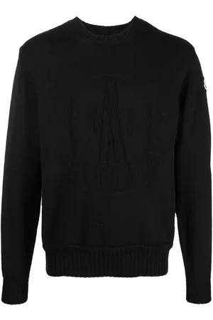 Moncler Men Sweatshirts - Round-neck ribbed-knit jumper - Black