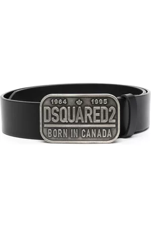 Dsquared2 Belts - Logo-plaque buckle leather belt - Black