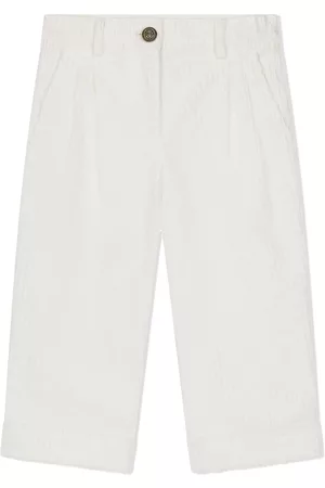 Dolce & Gabbana Girls Pants - Logo-patch pleat-detail trousers - White