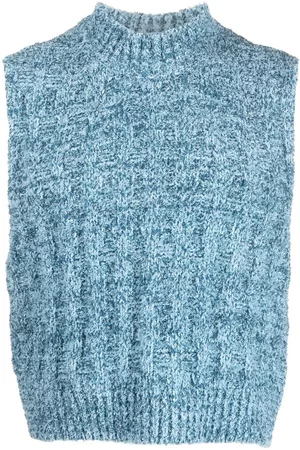 Maison Margiela Mock neck knitted vest - Blue