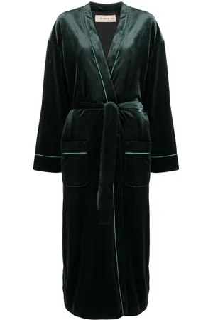 BLANCA Velvet-effect tied-waist coat