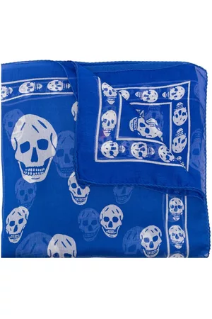 Alexander McQueen Women Scarves - Skull-print silk scarf - Blue