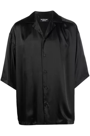 Balenciaga Men Short sleeved Shirts - Short-sleeve silk shirt - Black