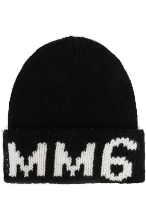 Maison Margiela Logo-print knit beanie - Black