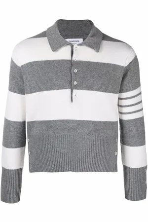 Thom Browne Rugby Stripe Polo cashmere sweater