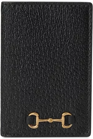 Gucci Men Wallets - Horsebit-plaque leather cardholder - Black