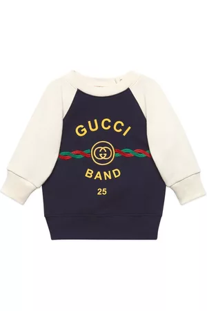 Gucci Sweatshirts - Logo-embroidered cotton sweatshirt - Blue