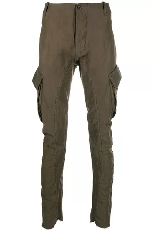 MASNADA Men Cargo Pants - Slim-cut cargo-pocket trousers - Brown