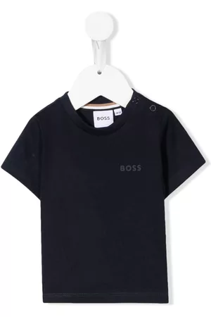 HUGO BOSS Short Sleeved T-Shirts - Logo-print short-sleeved T-shirt - Blue