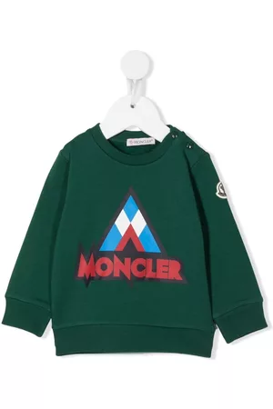 Moncler Sweatshirts - Logo-print long-sleeved sweatshirt - Green