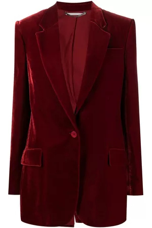 Stella McCartney Women Blazers - One-button boyfriend velvet blazer - Red