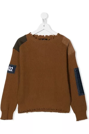 Dsquared2 Boys Sweaters - Logo-patch knitted jumper - Brown