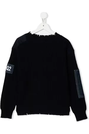 Dsquared2 Boys Sweaters - Logo-patch knitted jumper - Blue