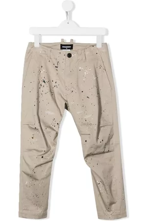 Dsquared2 Boys Chinos - Paint-splatter chino trousers - Neutrals