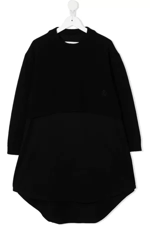Maison Margiela Girls Long knitted dresses - Knitted long-sleeve jumper dress - Black