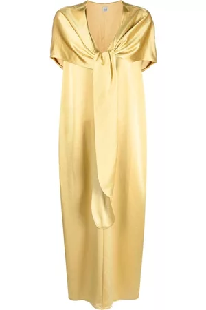 Totême Women Evening Dresses - Knot-detail cape dress - Yellow