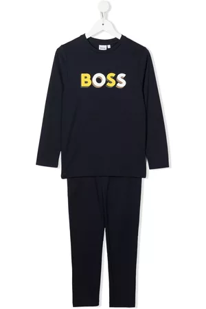 HUGO BOSS Pajamas - Logo-print cotton pyjamas - Blue