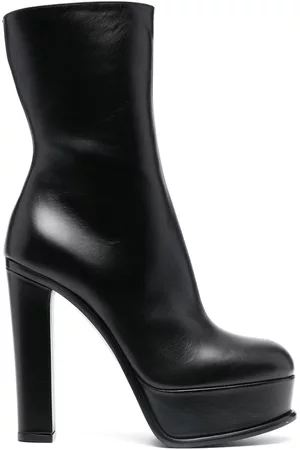 Alexander McQueen Women Heeled Boots - 130mm platform leather boots - Black
