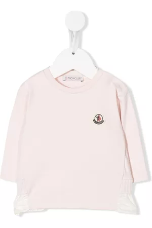 Moncler Shirts - Ruffle-trim logo-patch shirt - Pink