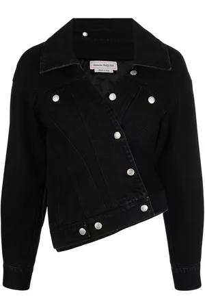 Alexander McQueen Women Denim Jackets - Asymmetric denim jacket - Black