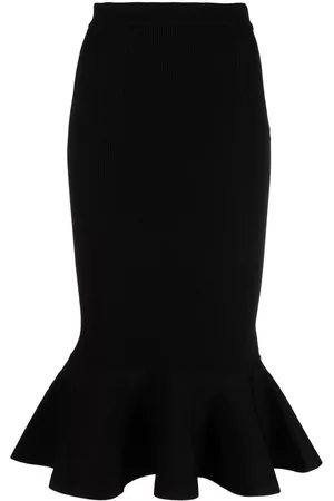 Alexander McQueen Women Skirts - Flared-hem knitted skirt - Black