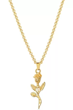 Nialaya Men Necklaces - Rose-pendant chain necklace - Gold