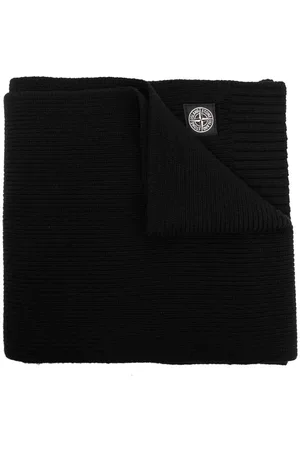 Stone Island Scarves - Logo-patch detail knit scarf - Black